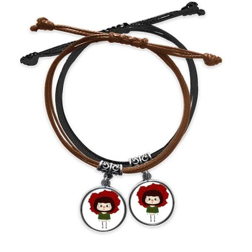 Ensemble De Bracelets En Cuir Pour Couple, Rose, Amour, Romance, Rouge, Feuilles De Beauté, Corde