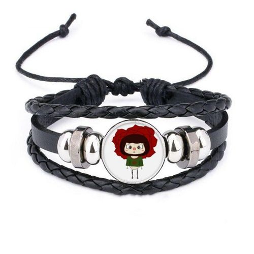 Bracelet En Cuir Tressé Avec Corde, Rose, Amour, Romance Rouge, Feuille De Beauté, Uu