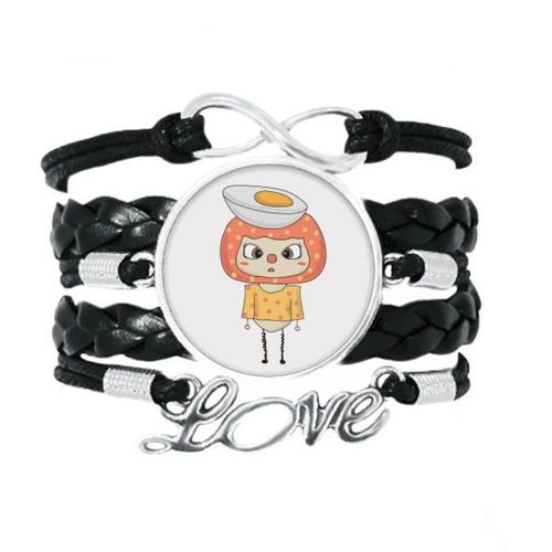 Bracelet En Forme D'¿Uf Délicieux Blanc Jaune Sain, Accessoire D'amour En Cuir Torsadé, Corde À Tricoter