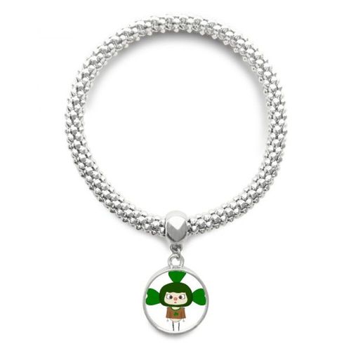 Bracelet Avec Trèfle Porte Bonheur Vert Feuille Herbe Uu Argent, Pendentif Bijoux Chaîne Réglable