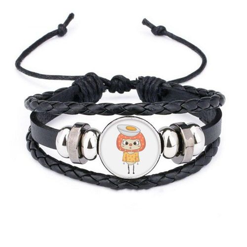 Bracelet En Cuir Tressé Avec Corde Tissée, Oeuf Alimentaire Délicieux Blanc Jaune Sain Uu