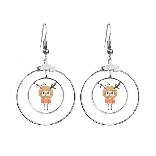 Boucles D'oreilles En Forme D'animaux, Cerceau En Forme De Cerf, En Forme De Goutte, Marron