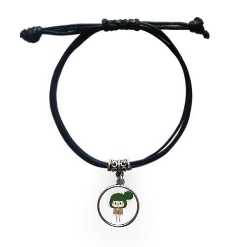 Bracelet De Cactus Vert Sable Et Eau, Bijoux En Cuir, Corde, Noir