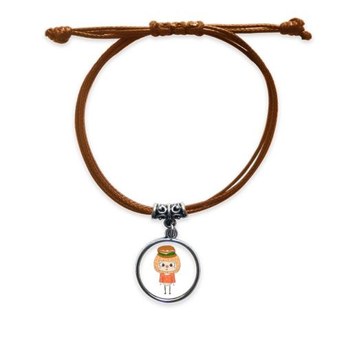 Bracelet En Cuir Marron Pour Hommes, Hamburger, Pain, Légumes, Confiture, Fat Uu, Cacher La Corde, Bijoux Cadeau
