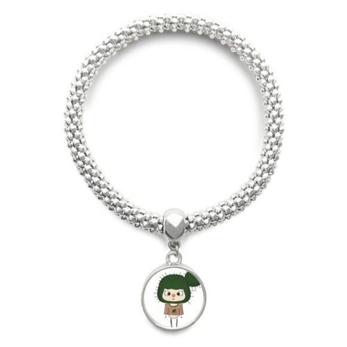 Bracelet De Cactus Vert Sable Eau Dangereux Uu Argent Pendentif Bijoux Chaîne Réglable