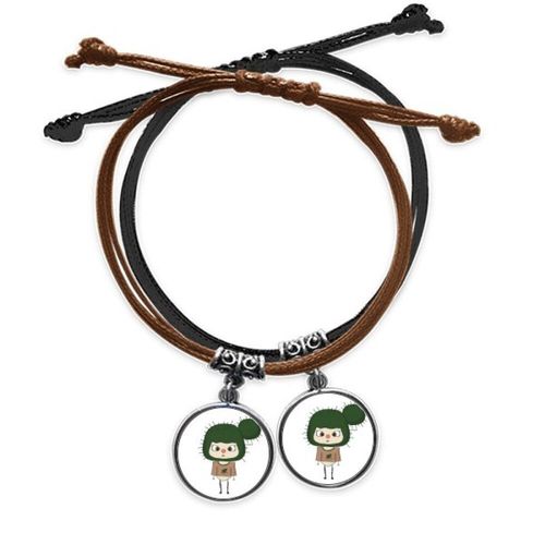 Bracelet De Cactus Vert Sable Eau Dangereux Uu, Ensemble De Bracelets À Double Corde En Cuir Pour Couple