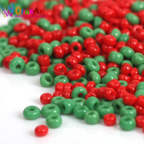 Perles De Rocaille En Verre Vert/Rouge Opaque Aaa De Noël Tchèque, 1600 Pièces, Perle D'espacement, Bracelet, Collier, Bricolage De Bijoux, 2mm