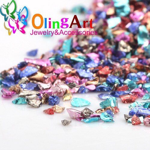 Pendentif En Verre Concassé Pour Décoration Des Ongles, Mélange Profond Multicolore, Pierres À Ongles, Strass Irréguliers, 65 G/Lot