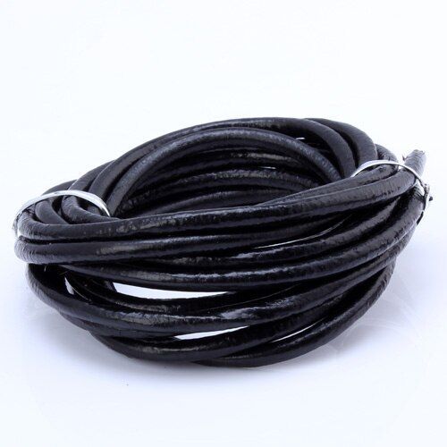 Cordon/Fil Rond En Cuir Véritable Pour Femmes, 4mm, 1 Mètre, Marron, Noir, Bricolage, Boucles D'oreilles, Bracelet Ras Du Cou, Fabrication De Bijoux