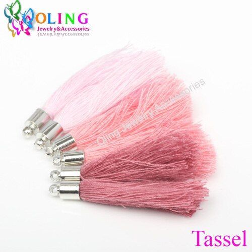 Collier Et Boucle D'oreille En Satin De Soie Et Coton Rose, 40mm, Mélange De Couleurs Dégradées, Pendentifs Pour La Fabrication De Bijoux À Main, 2019
