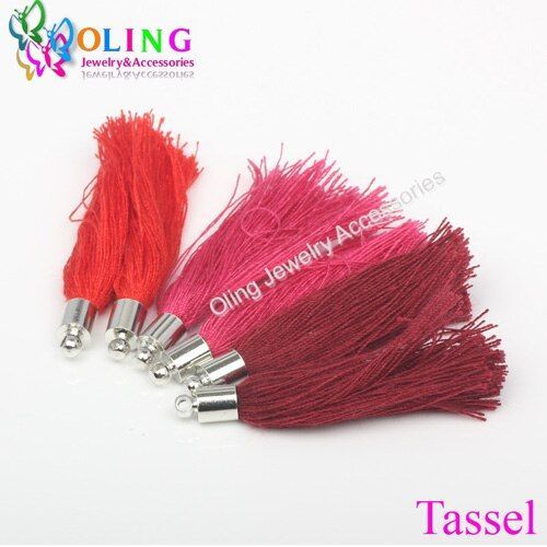 Pendentif Pour Collier Et Boucle D'oreille, 40mm, Mélange De Couleurs Dégradées, En Satin De Soie Rouge, Coton, Pour Fabrication De Bijoux, Sac À Main, 2019