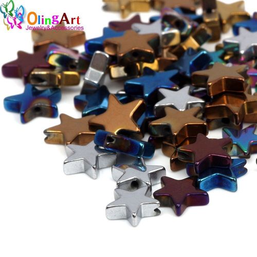 Perles En Hématite Noire, Pierre Naturelle, Placage De Métal, Couleur Étoiles, Bracelet, Boucles D'oreilles, Bricolage, Fabrication De Bijoux, 8mm, 60 Pièces
