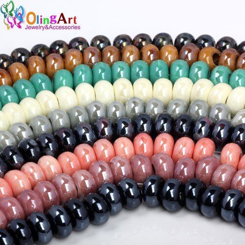 Céramique Galvanisée 14x9mm, 12 Pièces, Mélange De Couleurs, Grand Trou, Pour Bricolage Fabrication De Bijoux, Colliers Et Bracelets Européens