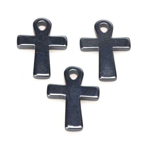 Lot De 3 Pierres Naturelles, 35x23mm, Perles En Hématite Noire, Pendentif En Croix, Pour Bricolage, Fabrication De Bijoux, Nouveau