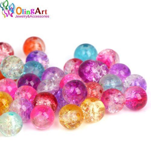Perles Rondes En Verre, 6mm, 100 Pièces/Lot, Perles Craquelées, Couleur Mixte, Espaceurs En Cristal, Bricolage, Bracelet, Collier, Fabrication De Bijoux, Nouveauté 2019