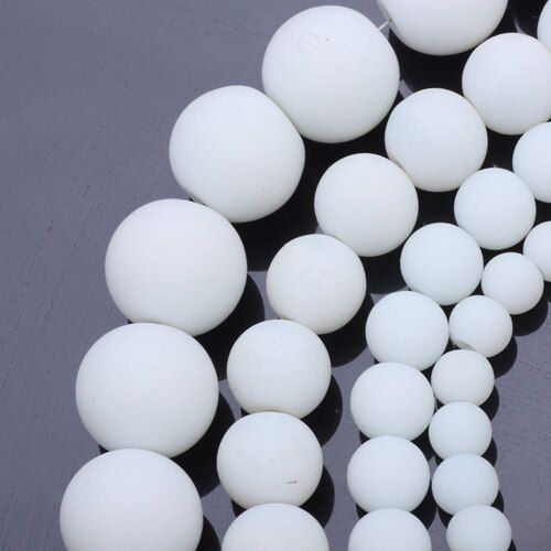 Perles De Verre En Caoutchouc Blanc Mat, 6mm/8mm/10mm/14mm, Bijoux À Bricoler Soi Même Fabrication De Bracelet/Collier