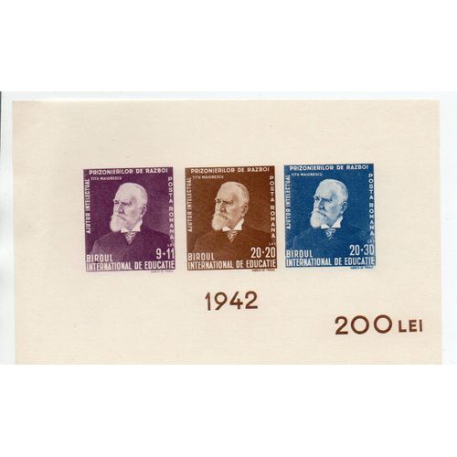 Roumanie- Bloc Feuillet Neuf De 1942- Education