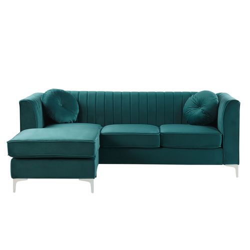 Canapé D'angle Timra Vert Velours Côté Droit