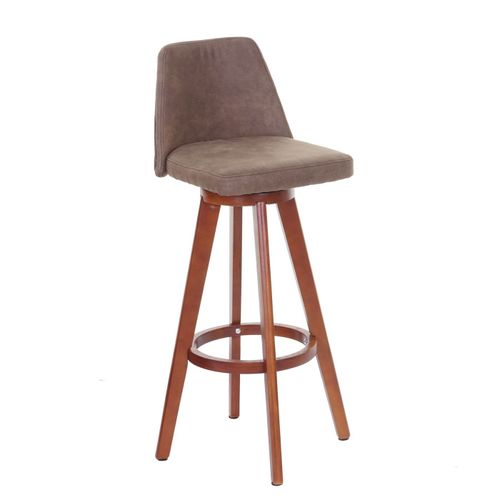 Tabouret De Bar Hwc-C43, Chaise De Bar, Bois Textile Pivotant   Marron Vintage, Pieds Clairs