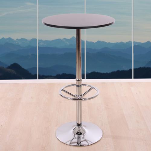 Table De Bar / Table Haute Bari, Ronde, Avec Repose-Pied, 109x60x60cm, Noir