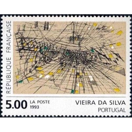 1 Timbre France 1993 Neuf- Oeuvre De Marie Hélène Vieira Da Silva - Yt 2835