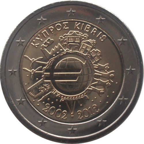 2 Euros Chypre 2012: 10 Ans Introduction De L'euro - Unc