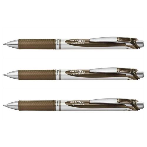Pentel Lot De 3 Stylos Roller Encre Gel Energel Bl77, Marron