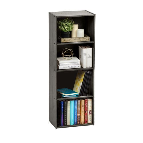 Iris Ohyama, Cube de rangement en bois, Bureau, Salon - WOS-4, L 69 x P 26,5 x H 75,8 cm, Brun Cendré