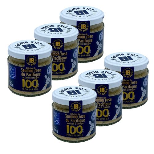Lot 6x Rillettes De Saumon Rose Du Pacifique Msc Au Citron & Estragon - Pot 100g