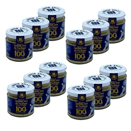 Lot 12x Rillettes De Saumon Rose Du Pacifique Msc Au Citron & Estragon - Pot 100g