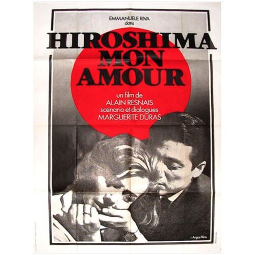 Hiroshima, Mon Amour - Véritable Affiche De Cinéma Pliée - Format 120x160 Cm - De Alain Resnais Avec Emmanuelle Riva, Eiji Okada ,Bernard Fresson, Stella Dassas, Pierre Barbaud - 1959 Réédition 1970