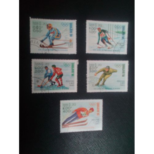 Timbre Laos Yt 487 A 491 Jeux Olympiques D'hiver 1984 - Sarajevo 1983 ( 041105 )