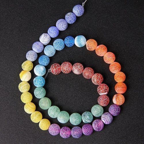 Perles De Pierres Naturelles De Guérison Des 7 Chakras, En Agate, Rondes Et Amples, Pour La Fabrication De Bracelets Et De Colliers, Bricolage, 15 Pouces, 8 À 10mm