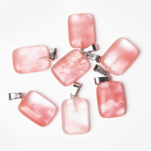 Pendentif En Pierre Naturelle Rose De Forme Carrée, Fabrication De Bijoux Bricolage Pour Filles, Nouvelle Mode, 20x15mm, 2020
