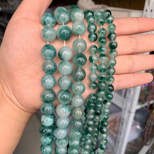 Perles De Calcédoine À Pois Verts, Pour La Fabrication De Bijoux, Perle Ronde D'espacement Ample, Bricolage De Colliers, Bracelets 15.5 Pouces 6/8/10mm, Vente En Gros