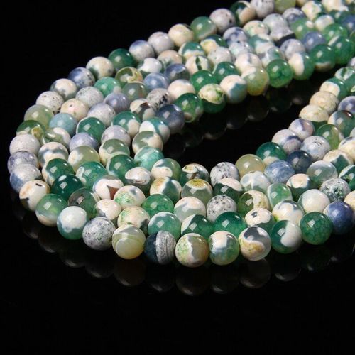 Perles Rondes En Pierre Naturelle Pour La Fabrication De Bijoux, Bracelets, Breloques, Agates, Veines De Dragon De Feu, Orange, Vert, Bleu, 6, 8, 10mm