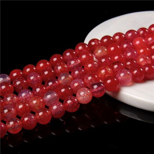 Perles Rondes En Pierre D'agate Rouge Naturelle, Pour La Fabrication De Bijoux, 6 10mm, Agates À Veines De Dragon, Perles D'espacement, Bricolage De Bracelets Pour Femmes
