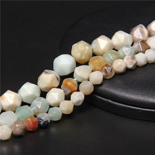 Perles D'amazonite Bleue À Facettes Naturelles, Rondes, Amples, Pour Bricolage, Fabrication De Bijoux, Accessoires De Bracelet, 15 Pouces, Choix De Taille 6 8 10mm
