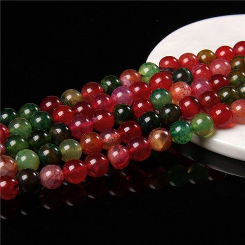 Tourmaline Naturelle 6 10 Mm, Veines De Dragon, Agates, Perles Rondes En Pierre Pour La Fabrication De Bijoux, Fourniture D'accessoires De Bracelet À Faire Soi Même