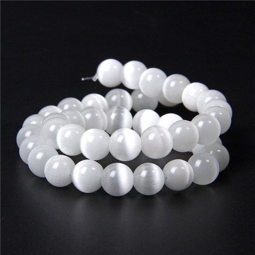 Perles En Pierre Naturelle ¿Il De Chat Blanche, Pierre De Lune Naturelle, Pour La Fabrication De Bijoux, Bracelet Et Collier, Accessoires De Bricolage