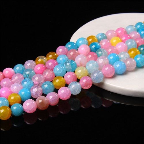 Perle En Pierre D'agate Naturelle Rose Tendance, Morgan Fire Dragon Veines Agates Craquelées Pour La Fabrication De Bijoux, Accessoires De Bracelet