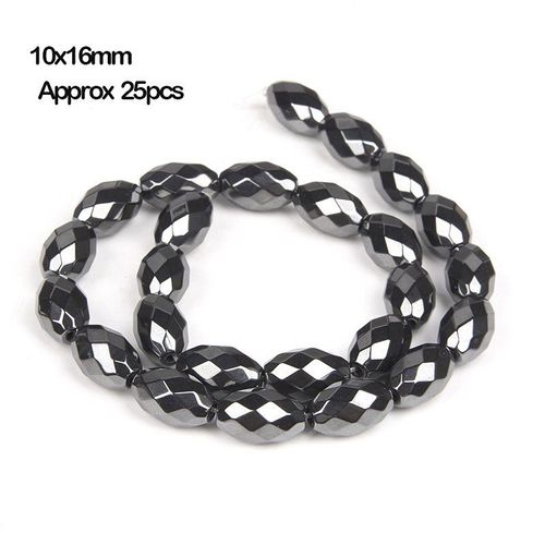 Perles En Hématite Noire À Facettes, En Pierre Naturelle, De Forme Ovale, Pour La Fabrication De Bijoux, Collier, Bracelet, Bricolage, 15 Pouces
