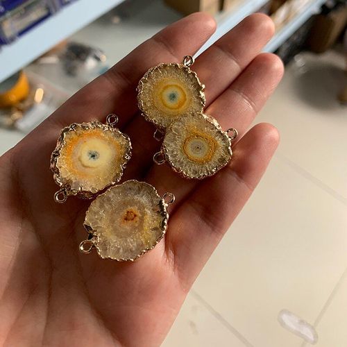Quartz Druzy En Cristal Naturel Jaune, 1 Pièce, Breloque Pour La Fabrication De Bijoux, Bracelet, Boucle D'oreille, Collier, Fait À La Main