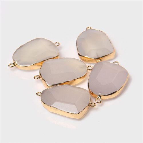 Pendentif En Pierre Naturelle Agates Forme Irrégulière, Connecteur De Breloque, Double Trou Pour La Fabrication De Bijoux Faits À La Main, Collier Boucle D'oreille, Cadeau Pour Femmes