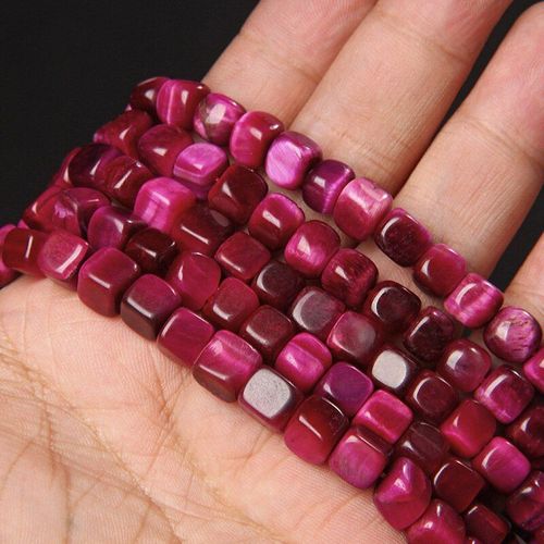 Perles Carrées En ¿Il De Tigre Pour Femmes, 6 8mm, Naturel, Rose, Tendance, Pour La Fabrication De Bijoux, Perles D'espacement, Accessoires Pour Bracelets, Diy