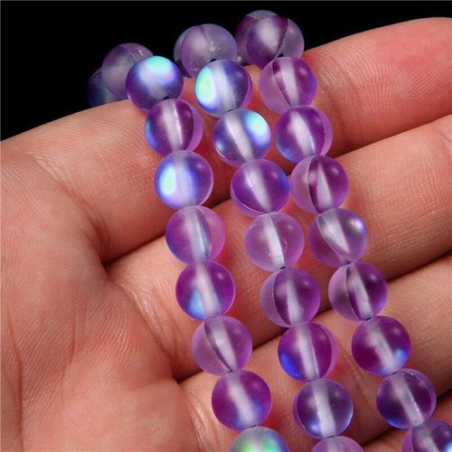 Perles Rondes En Cristal Autrichien Givré, A +, Violet Mat Ab, Pour La Fabrication De Bijoux, 6, 8, 10mm, À Paillettes, Pierre De Lune, Bracelet Diy, 15 Pouces