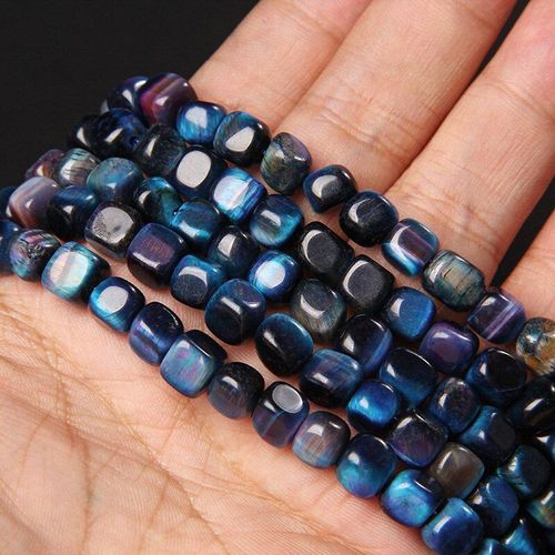 Perles En ¿Il De Tigre Bleu Violet Aaa +, Perles Carrées En Pierre Naturelle Pour La Fabrication De Bijoux, Collier À Faire Soi Même, 6 8mm, 50 Pièces De 15 Pouces