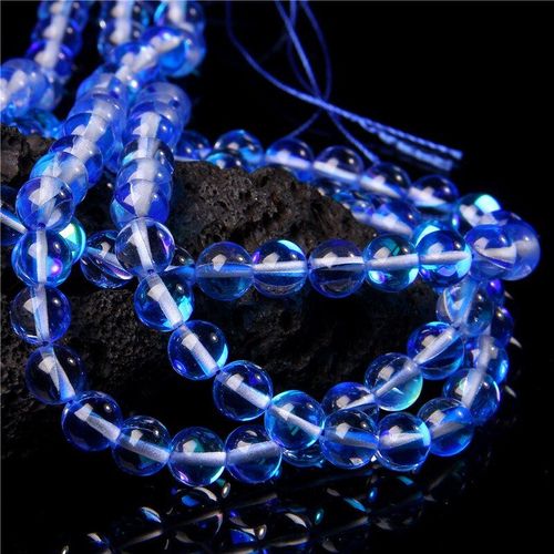 Perle De Verre Ronde Scintillante, Bleu Vif, Brillant, Pour Fabrication De Bijoux, Bracelet, Collier, Diy