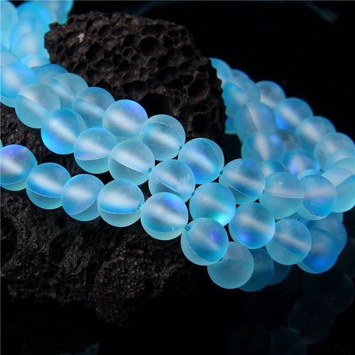 Perles Rondes Bleues En Pierre De Lune, Cristal Autrichien Mat, À Paillettes, Pour Bricolage, Fabrication De Bijoux, Bracelet, Accessoires 15 '', 6/8/10mm