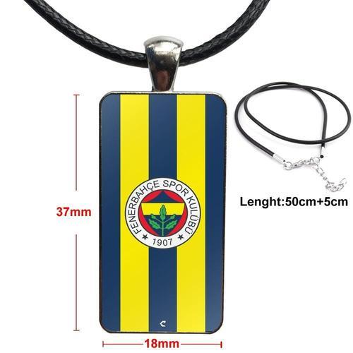 Collier Avec Logo De Football Sk Pour Filles, Meilleur Cadeau Avec Cabochon En Verre Plaqué En Acier, Long Pendentif Rectangulaire